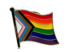 Progress Pride Badge Spilla LGBTQIA LGBTQ+ Gay Trans Bi Minorities Diritti Nuovo - £3.41 GBP