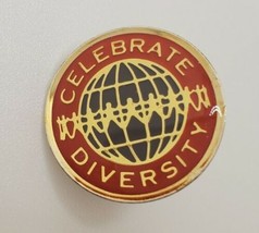 Vintage United Way &quot;Celebrate Diversity&quot; Round Pin Pinchback - £13.27 GBP