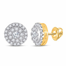 Authenticity Guarantee 
10kt Yellow Gold Womens Round Diamond Halo Earrings 1... - £578.48 GBP