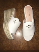 Kate Spade Tenley Espadrille Wedge Leather Sandals White Sz 7.5  NEW - £111.46 GBP