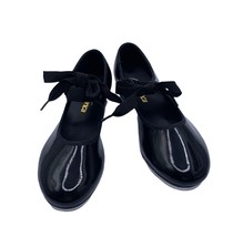 Girls So Danca Black Valiant Vegan Tyette Tap 3 Shoes Elastic Snaps Danc... - £21.77 GBP