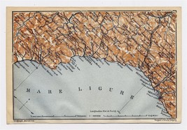 1913 Original Antique Map Of Vicinity Of Genoa Genova Savona / Liguria / Italy - £13.44 GBP