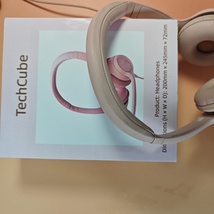 TechCube Over-Ear Wired Headphones with Mic, Noise-Cancelling, Pink image 2