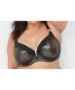 Lane Bryant CACIQUE Black Foil Lace Plunge Bra Size 42D 44C 40DD 38DDD NWT - €46,48 EUR