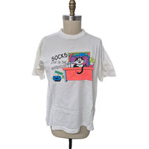 Vtg 90s Y2k Yaga 100% Cotton White Socks The Cat T-shirt White House Cli... - $42.77