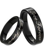 (New With Tag) Black Tungsten Carbide Forever Love Ring-Price for one ri... - £46.90 GBP