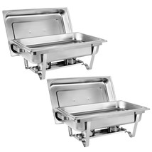 Stainless Steel Chafer 2 Pack Chafing Dish Sets Full 8Qt Dinner Serving - £83.92 GBP