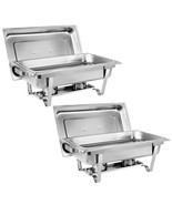 Stainless Steel Chafer 2 Pack Chafing Dish Sets Full 8Qt Dinner Serving - £83.45 GBP