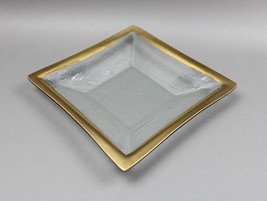 Annieglass Signed Roman Antique Gold Large 11.5&quot; Square Platter Tray Dis... - £79.92 GBP
