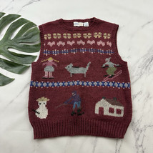 Astor One Womens Vintage 80s Sweater Vest Size M Purple Pink Novelty Kni... - $31.67