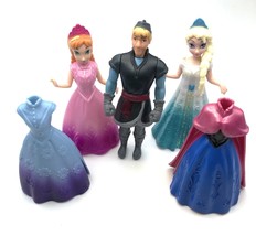 Disney Princess Anna, Elsa, Kristoff Frozen &amp; 4 Magiclip Dresses Little Kingdom - £16.23 GBP
