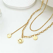 18K Gold-Plated &#39;I Love You&#39; Smiley Drop Layered Necklace - £11.98 GBP