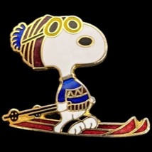 Snoopy SUNGLASSES Skis Pin SKIING PEANUTS DOG PINBACK HTF LAPEL HAT Vintage - £14.12 GBP