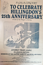 Gyorgy Pauk - Hillingdon - Affiche Originale Concert - Rare - 80&#39;S - £104.61 GBP