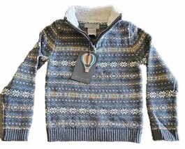 JARVIS ARCHER ~ Size 5T ~ 1/4 Zip ~ Turtleneck Sweater ~ Cotton ~ GRAY Fair Isle - £22.05 GBP