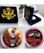 Friendship challenge coin America and Ukraine with velvet case - $363.64 MXN