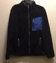 Mens American Eagle Black Royal Blue Faux Fur Jacket Large NEW - $54.96
