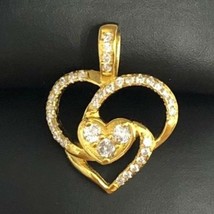 0.50 CT Brillant Véritable Moissanite Coeur Promesse Pendant 14k or Jaun... - $120.41