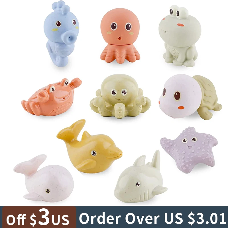 Baby Bath Toys For Toddlers 10pc Bath Squirt Toys Baby Silicone Ocean Animals - £16.74 GBP+