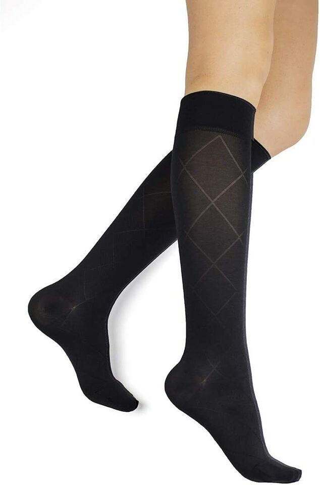 Dr. Comfort Rejuva Opaque Diamond Knee High 15-20mmHg Black Small - $14.55