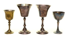 Lot of 4 Silver Plated Wine Goblets Cup King’s And SP Vintage  - $16.80