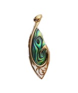 Ariki Jewelry New Zealand Paua Shell Gold Tone Brooch Pin Green Blue Shi... - €15,68 EUR