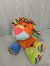 First Impressions orange plush lion  multicolor rainbow stripes swirls baby toy - $6.92