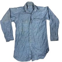  Vintage WW2 Blue Chambray US Navy Work Shirt with Name &amp; Svc # Sz 14  - $272.25