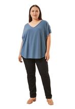 Style &amp; Co Plus Size Solid Burnout T-Shirt Size 1X Blue - $11.87
