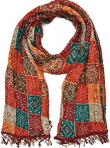 Women Rajasthani Traditional Silk bandhej dupatta 2.25mtr - $13.85