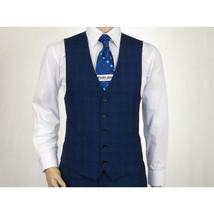 Mens Renoir 3 Piece Vested Suit Glenn Plaid Notch Lapel Business 278-2 Navy Blue image 9