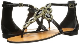 Women Vince Camuto Manelle Jeweled Sandals, Multiple Sizes Black Kid Patent  - £79.89 GBP