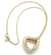 David Yurman Cable 18k Yellow Gold Diamond Large Heart Pendant Chain Necklace - £3,148.14 GBP