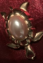 Vintage Givenchy Gold Pearl Turtle Pin Brooch - £14.12 GBP