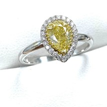 GIA 0.87 CT Naturale Decorato Giallo Pera Cut Diamond Engagement Anello 14k Oro - £2,710.13 GBP