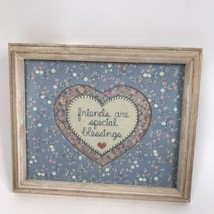 Vintage Wall Art Hand Stitched framed Friends Are blessings Country Cott... - $19.79