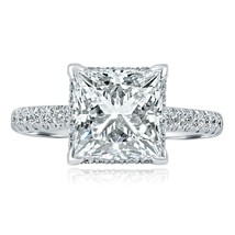 GIA 3.17 CT E-VS1 Corte Princesa Laboratorio Crecido Diamante Anillo 18k Blanco - $6,102.89