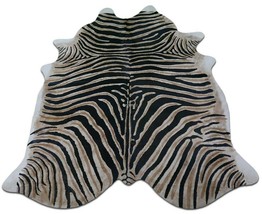 Zebra Cowhide Rug Average Size: 7&#39; X 7&#39; Genuine Zebra Print Cow Hide Rugs - £236.07 GBP
