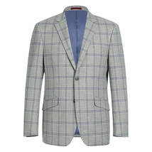Mens Suit RENOIR English Plaid Window Pane Stretch Comfort Slim Fit 293-15 Gray image 2