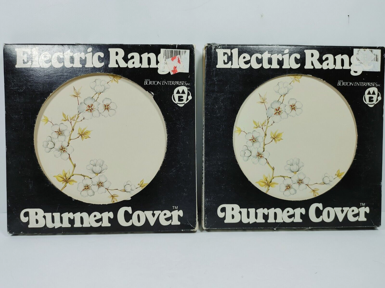 Primary image for Vintage Burton Electric Range Burner Cover Small Size 8" Flower Enamel Metal Set