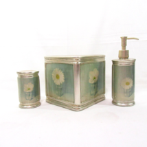 CROSCILL Single White Floral 3-PC Tissue Box Cover Lotion/Soap Pump and ... - £47.90 GBP