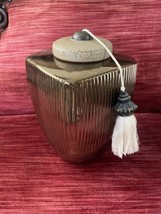 Pier One Ginger Jar Metallic Brown w/ Lid &amp; Tassel, Ceramic 10” H, Not F... - $14.87