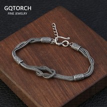 Braided Knot Bracelet Handmade Viking Jewelry Real Pure 925 Sterling Silver For  - £58.57 GBP