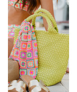 Pear Green Woven Hand Bag with Pouch - $54.03