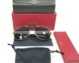 Cartier Sunglasses CT0389S 001 XL Gold Black Leather Aviators Gray Genui... - $2,408.90