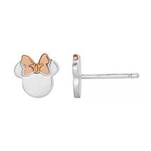 14K White-Rose Oro Chapado Minnie Mouse Tuerca Pendientes para Mujer Regalo Dia - £31.99 GBP