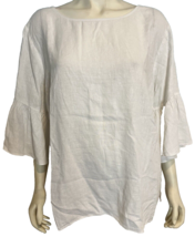 Nic + Zoe Women&#39;s Linen Blend 3/4 Sleeve Top White 2X New with Tags - £30.32 GBP