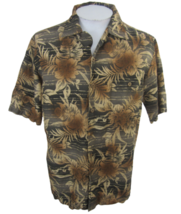 Caribbean Men Hawaiian camp shirt sz M pit to pit 23&quot; tropical linen blend luau - £11.31 GBP