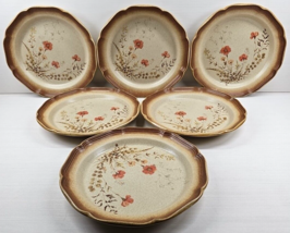 6 Mikasa Jardiniere Dinner Plates Set Vintage Whole Wheat Floral Dish Japan Lot - £55.29 GBP