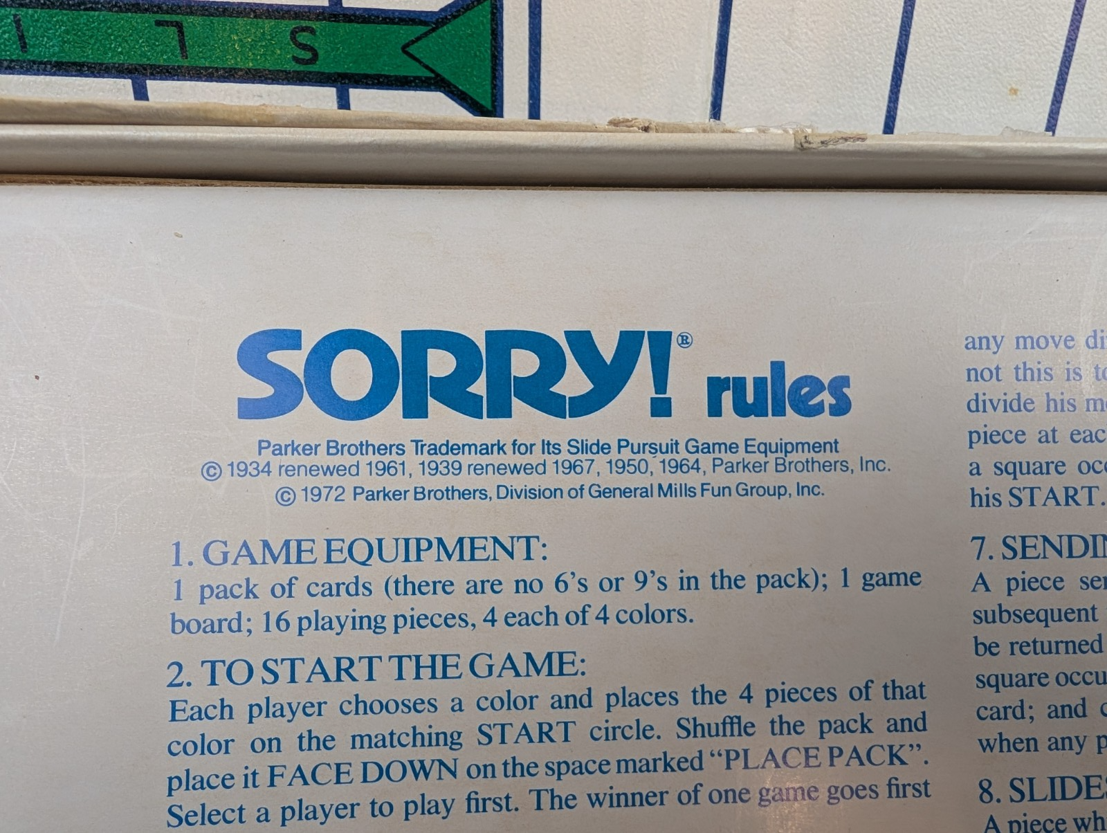 Sorry! Vintage Board Game 1972 Parker Brothers No. 390 Complete Family Classic Item image 11